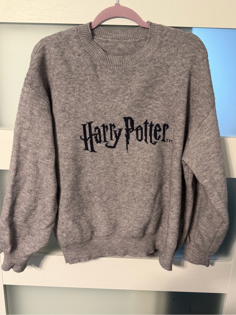 Harry Potter Embroidered Gray Crewneck Sweater